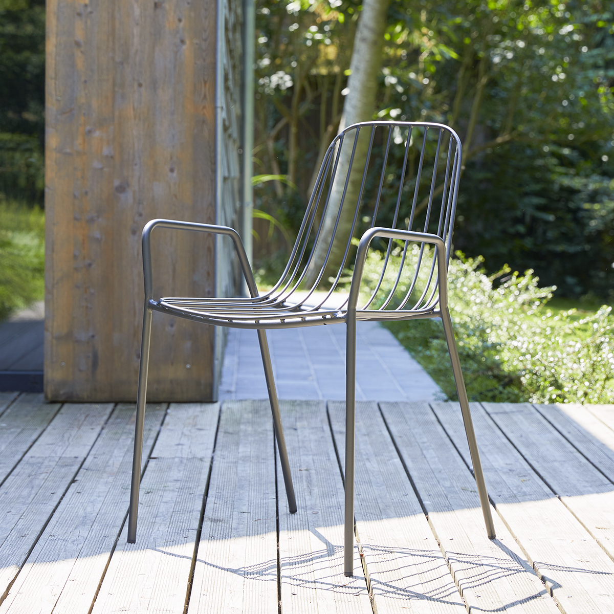 Dark grey metal outdoor armchair Sale of garden seating at Tikamoon