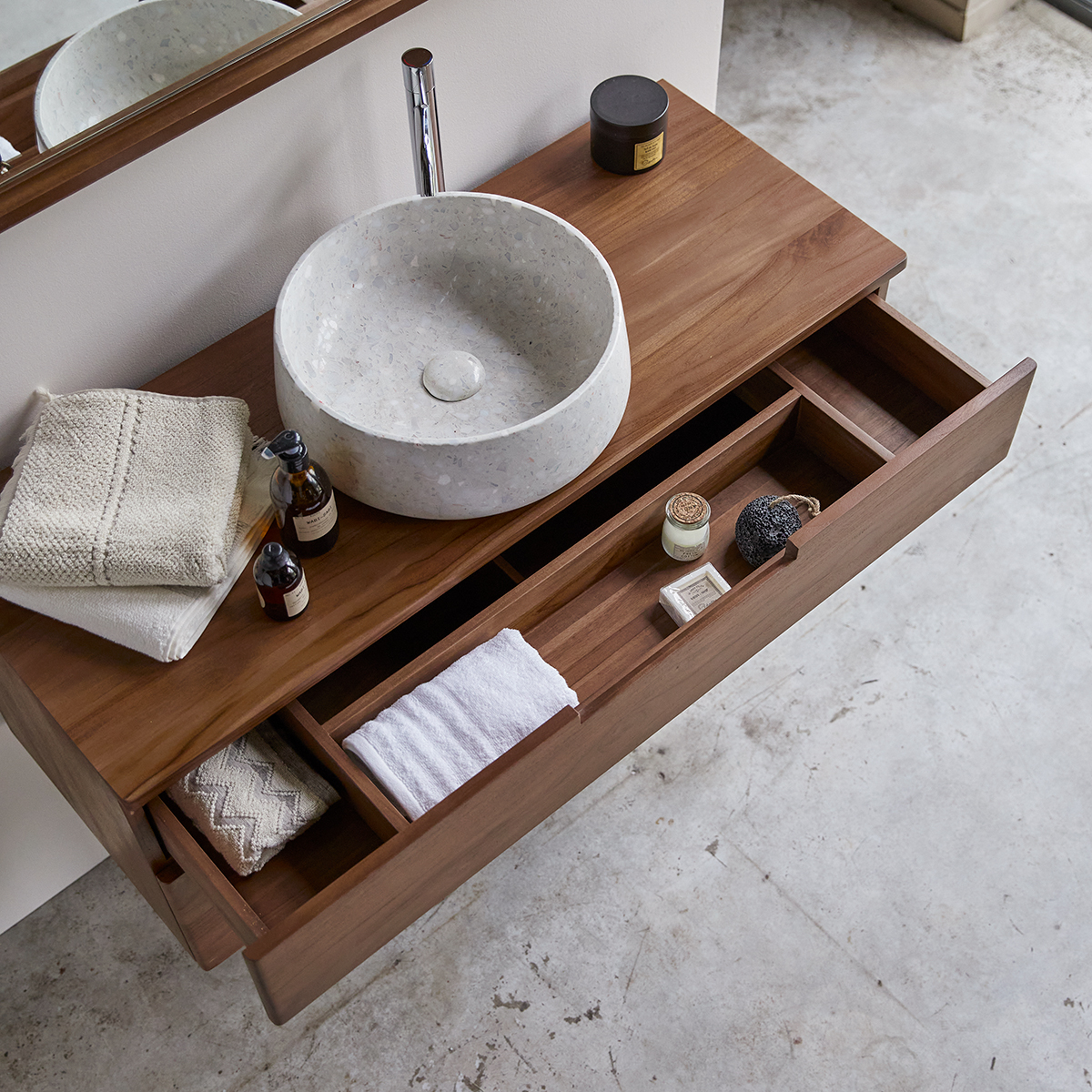 Tikamoon Baker Solid Teak Vanity Unit 115 Cm