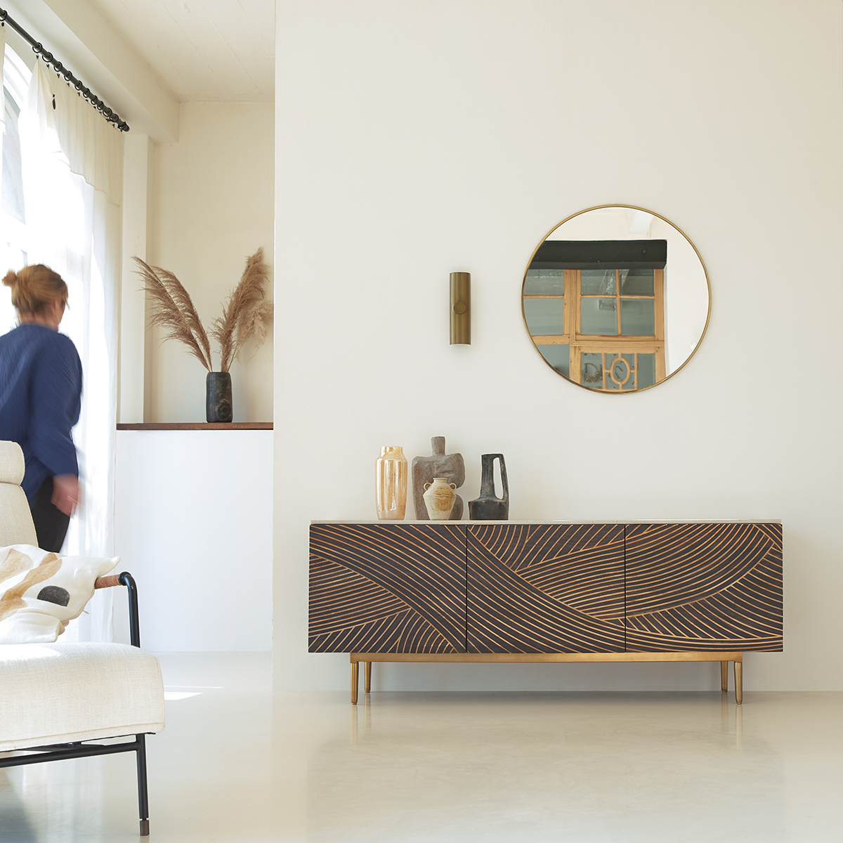 Bilal - Buffet aus massivem Mangoholz und Terrazzo 180 cm Bilal - Buffet aus massivem Mangoholz und Terrazzo 180 cm