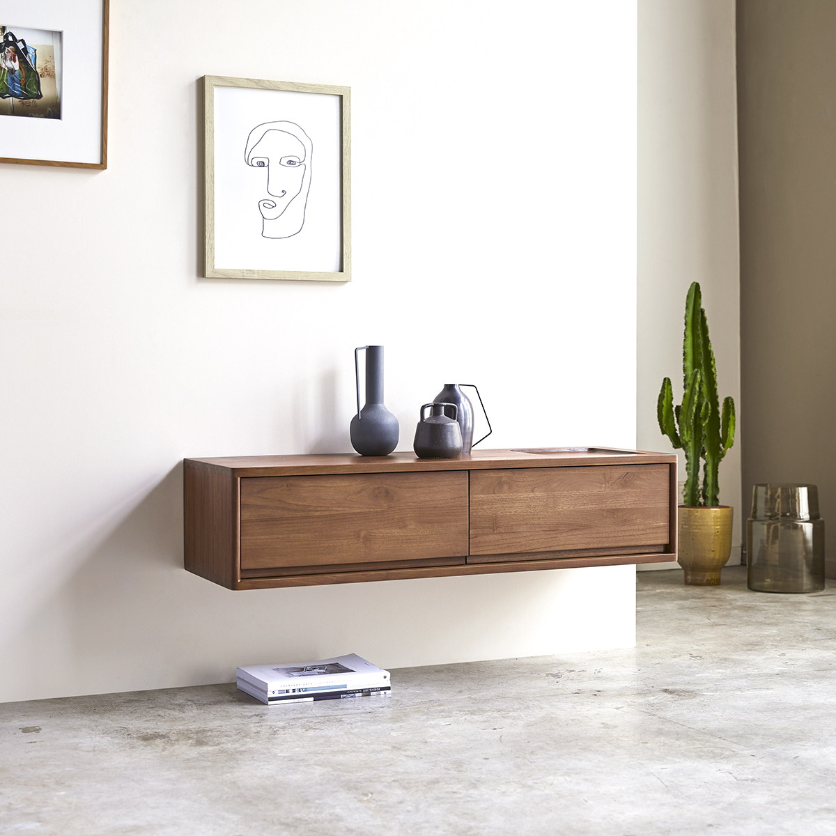 Circa - TV Schrank aus massivem Teakholz 2 Schubladen 110 cm Circa - TV Schrank aus massivem Teakholz 2 Schubladen 110 cm