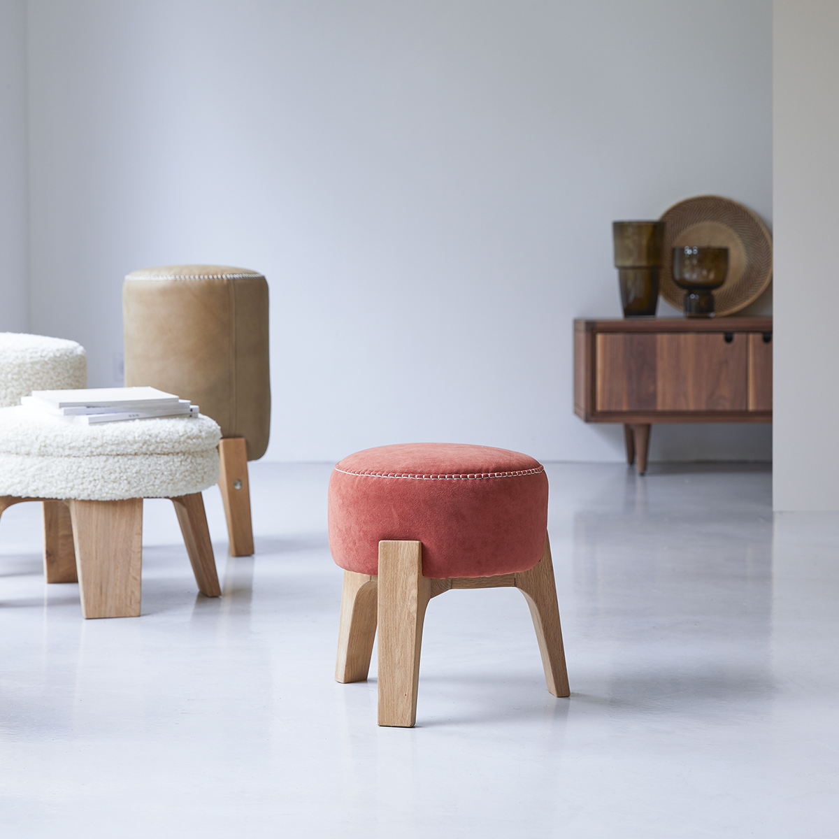 Drum - Pouf S Sienna en chêne massif Drum - Pouf S Sienna en chêne massif