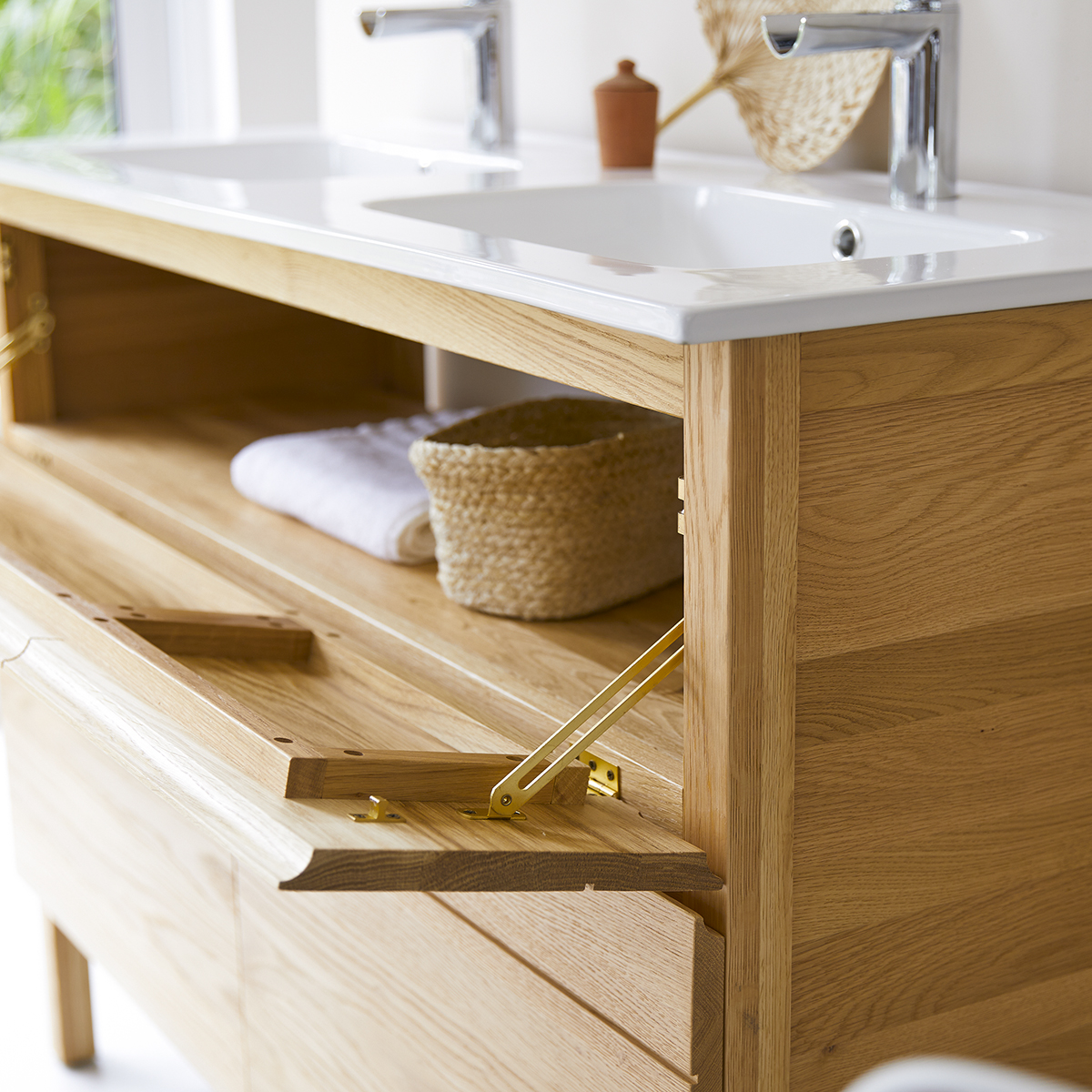 Tikamoon Easy solid oak and ceramic bathroom 120 cm