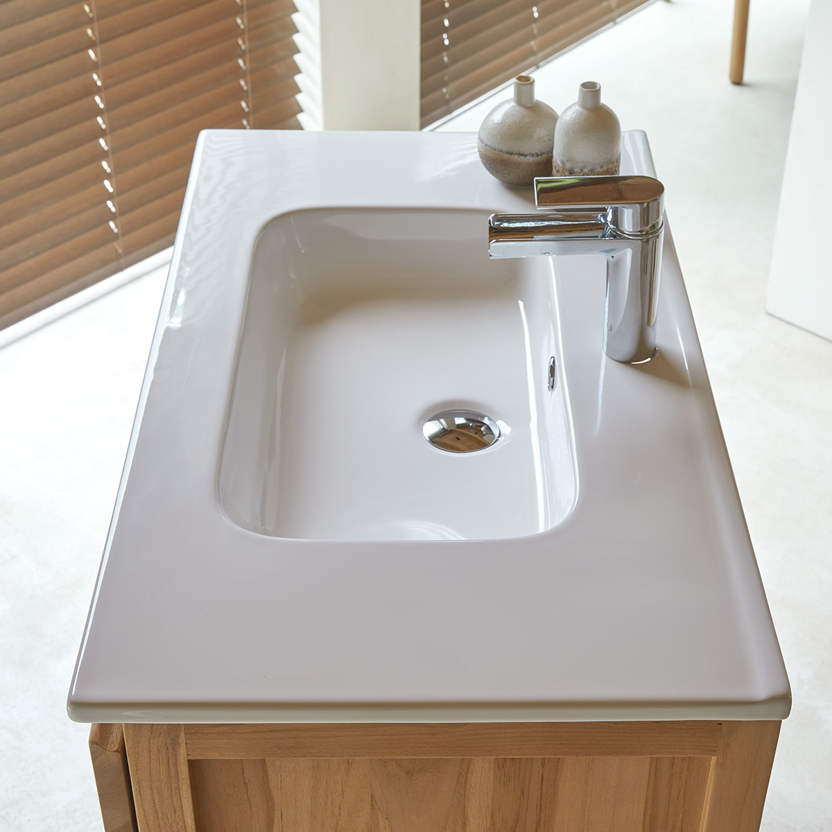 Edgar - Mobile per il bagno in teak massello e ceramica 80 cm Edgar - Mobile per il bagno in teak massello e ceramica 80 cm