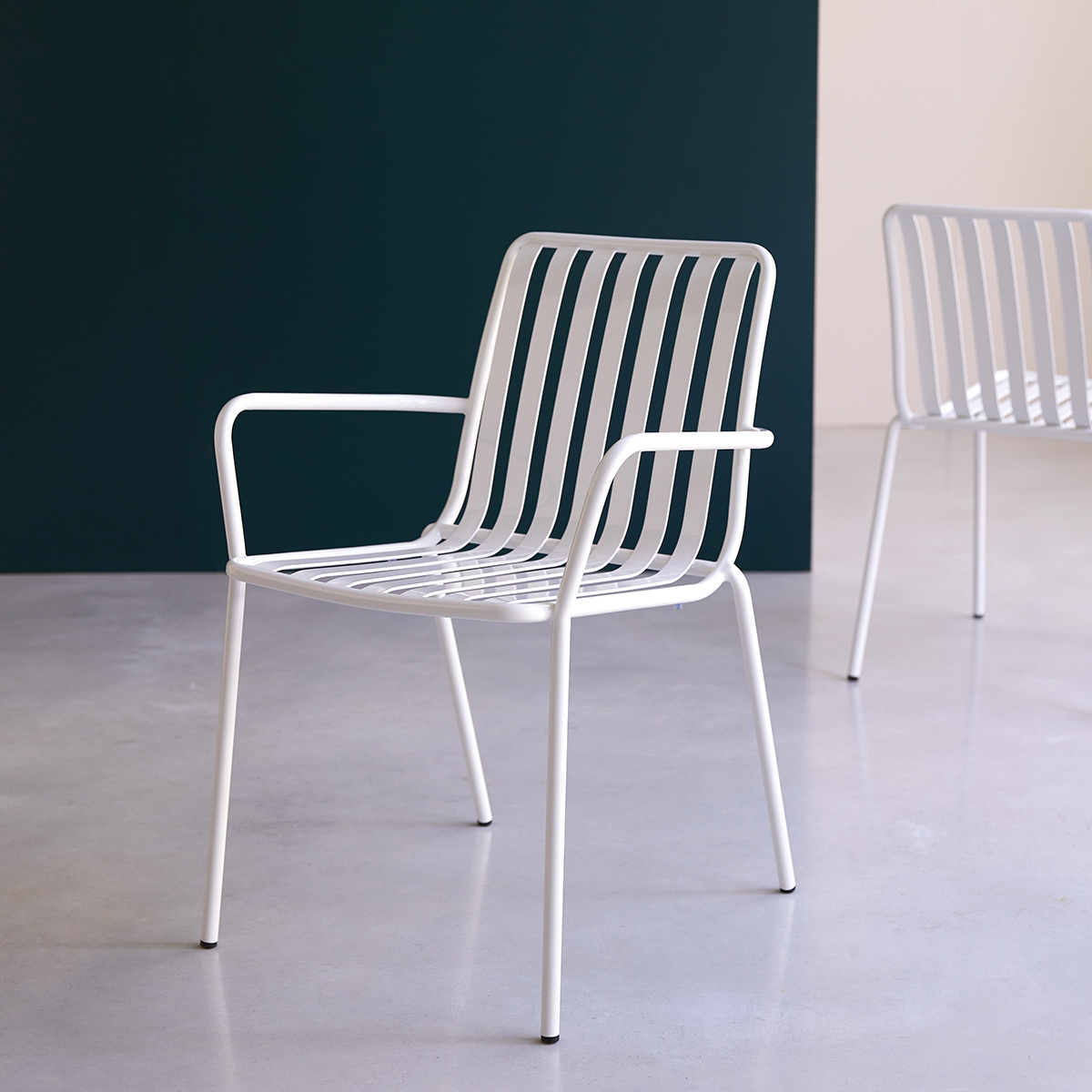 White metal chair with armrests Dining room furniture Tikamoon