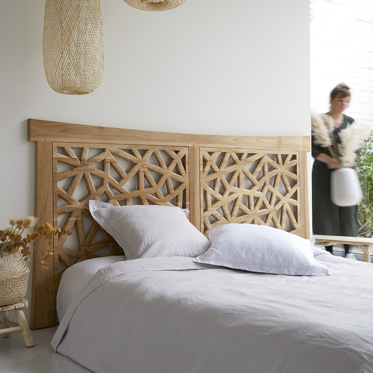 Gentong - Kopfteil Bett aus massivem Teakholz 210 cm Gentong - Kopfteil Bett aus massivem Teakholz 210 cm