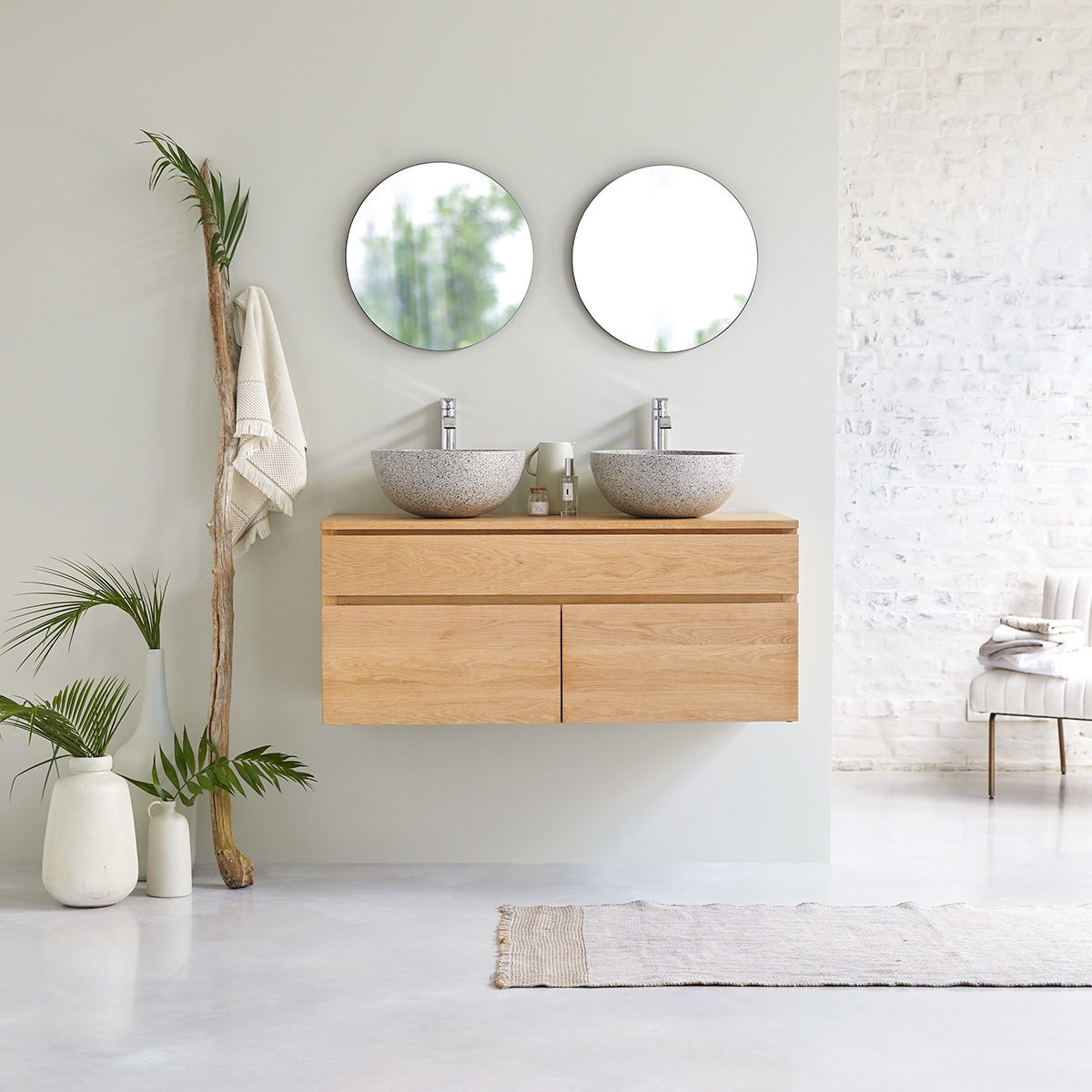 Jacob - Mueble bajo lavabo en roble macizo 120 cm Jacob - Mueble bajo lavabo en roble macizo 120 cm