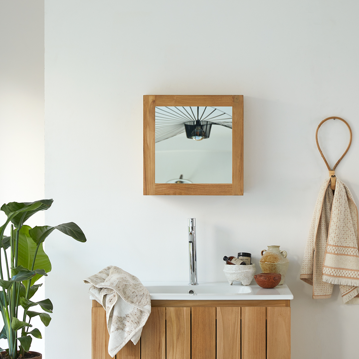 43 Cm Bathroom Cabinet In Teak Bathroom Mirrors Tikamoon