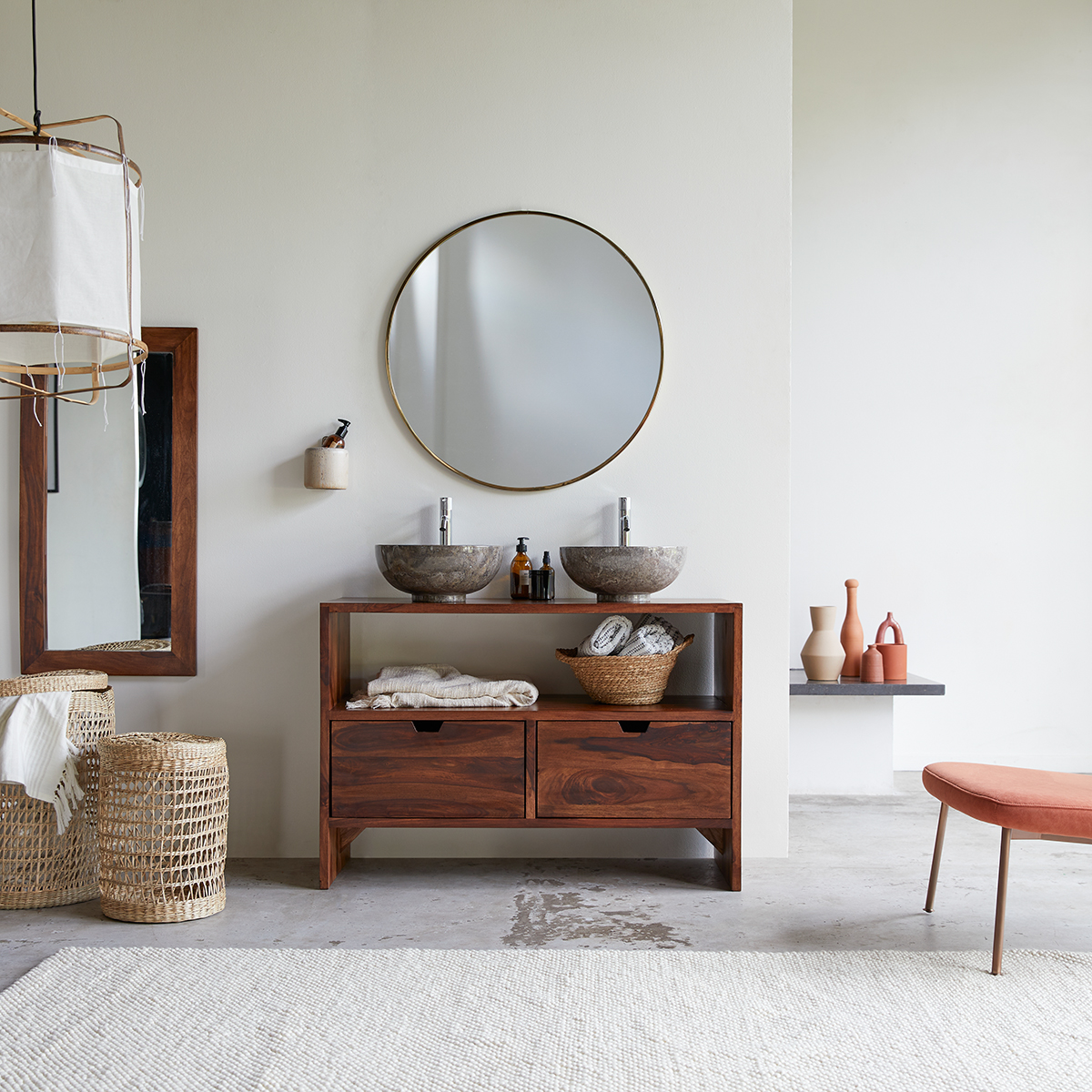 Tikamoon Kwarto solid sheesham vanity unit 110 cm