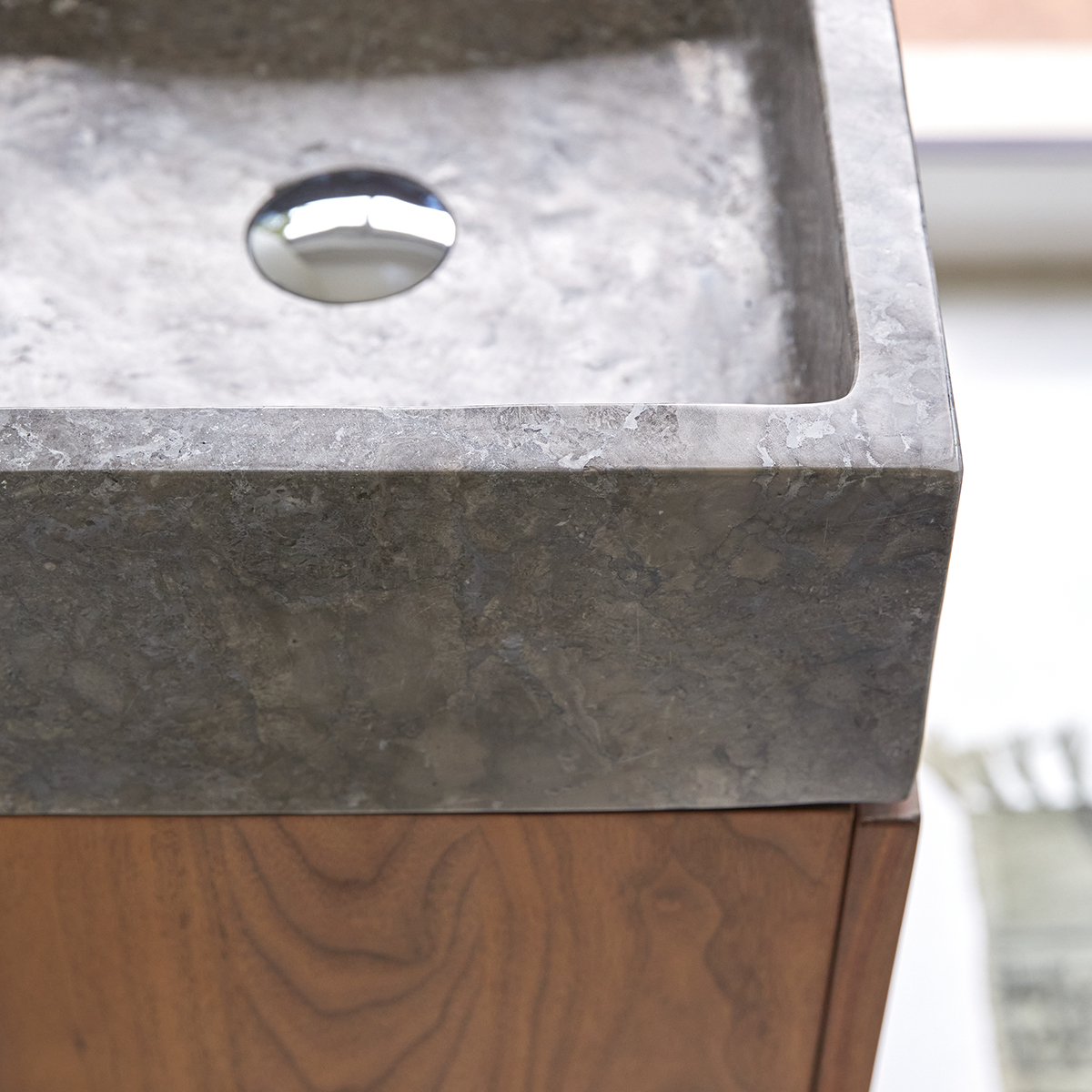 Line - Mueble de baño de nogal macizo y mármol 40 cm Line - Mueble de baño de nogal macizo y mármol 40 cm