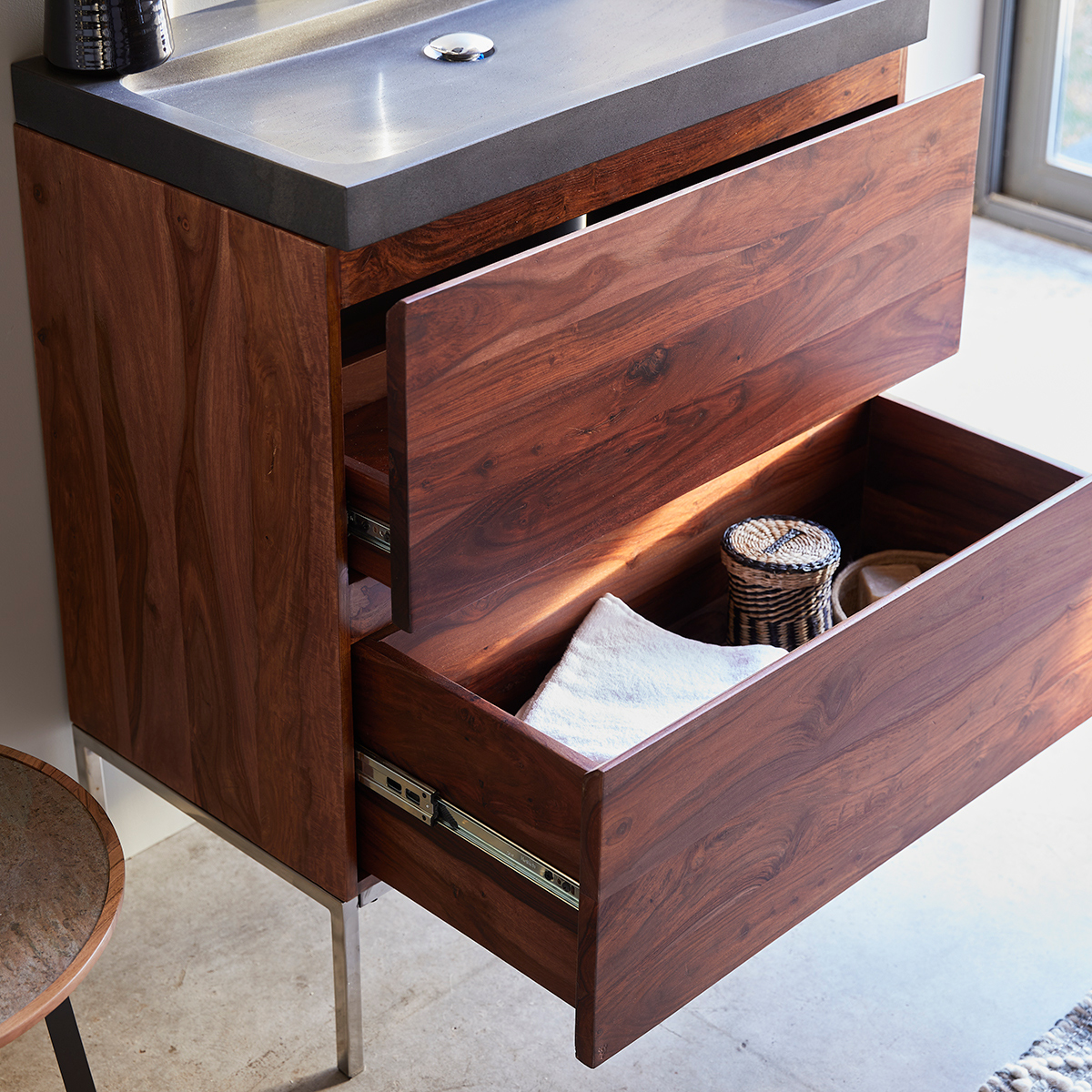 Meuble En Palissandre Avec Vasque 80 Cm Salle De Bain Tikamoon