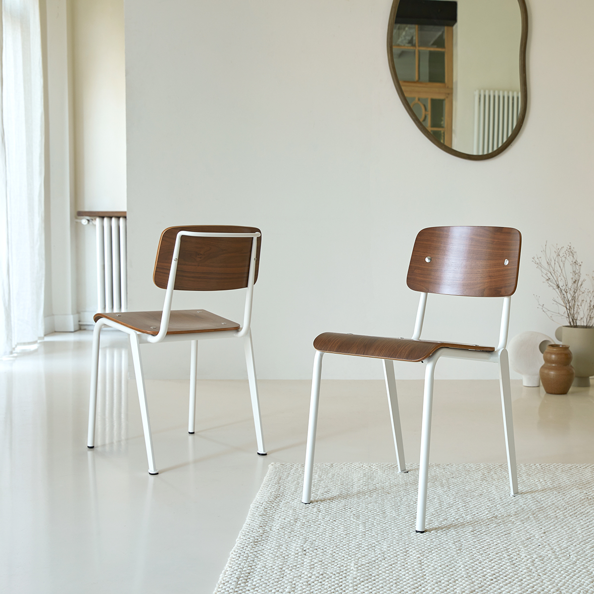 Mio - Chaise en noyer et métal white Mio - Chaise en noyer et métal white