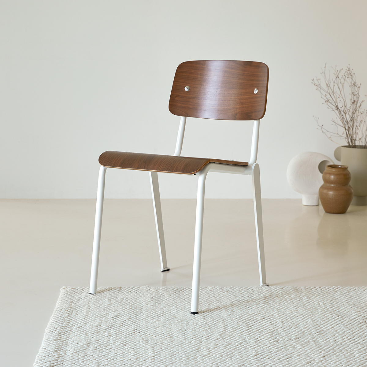 Mio - Chaise en noyer et métal white Mio - Chaise en noyer et métal white