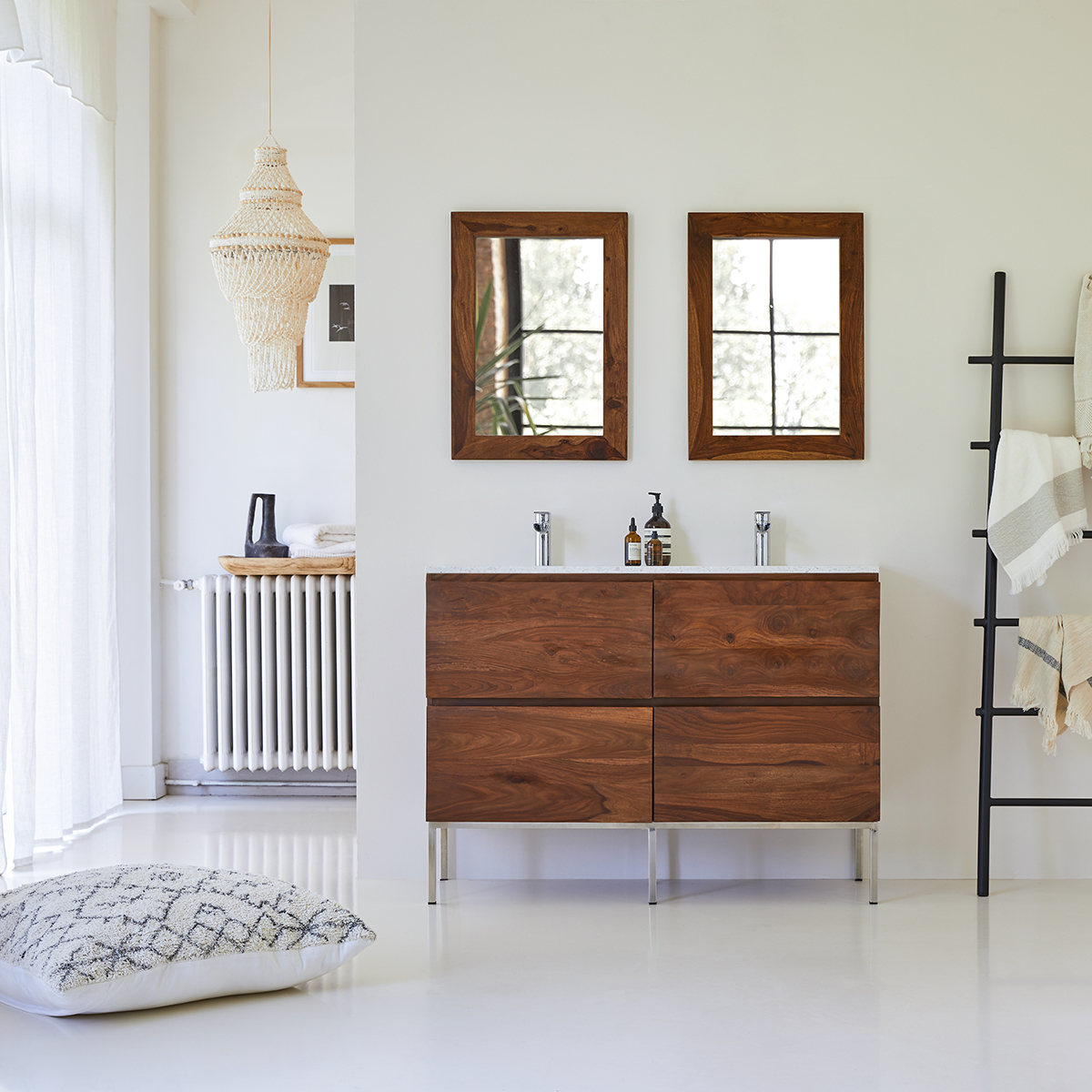 Nova - Meuble Salle de Bain en palissandre massif et terrazzo premium Moon 120 Nova - Meuble Salle de Bain en palissandre massif et terrazzo premium Moon 120