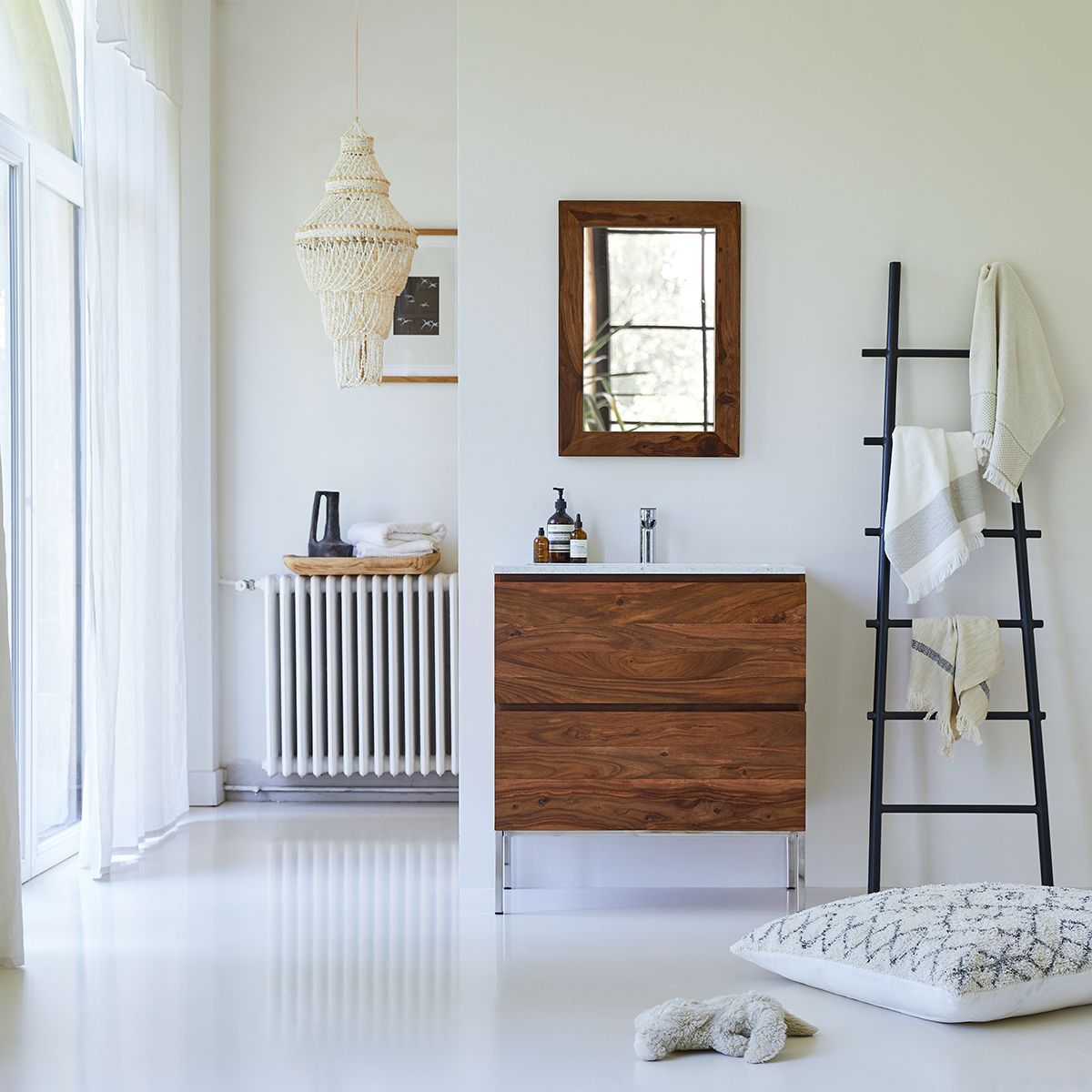 Nova - Meuble Salle de Bain en palissandre massif et terrazzo premium Moon 80 Nova - Meuble Salle de Bain en palissandre massif et terrazzo premium Moon 80