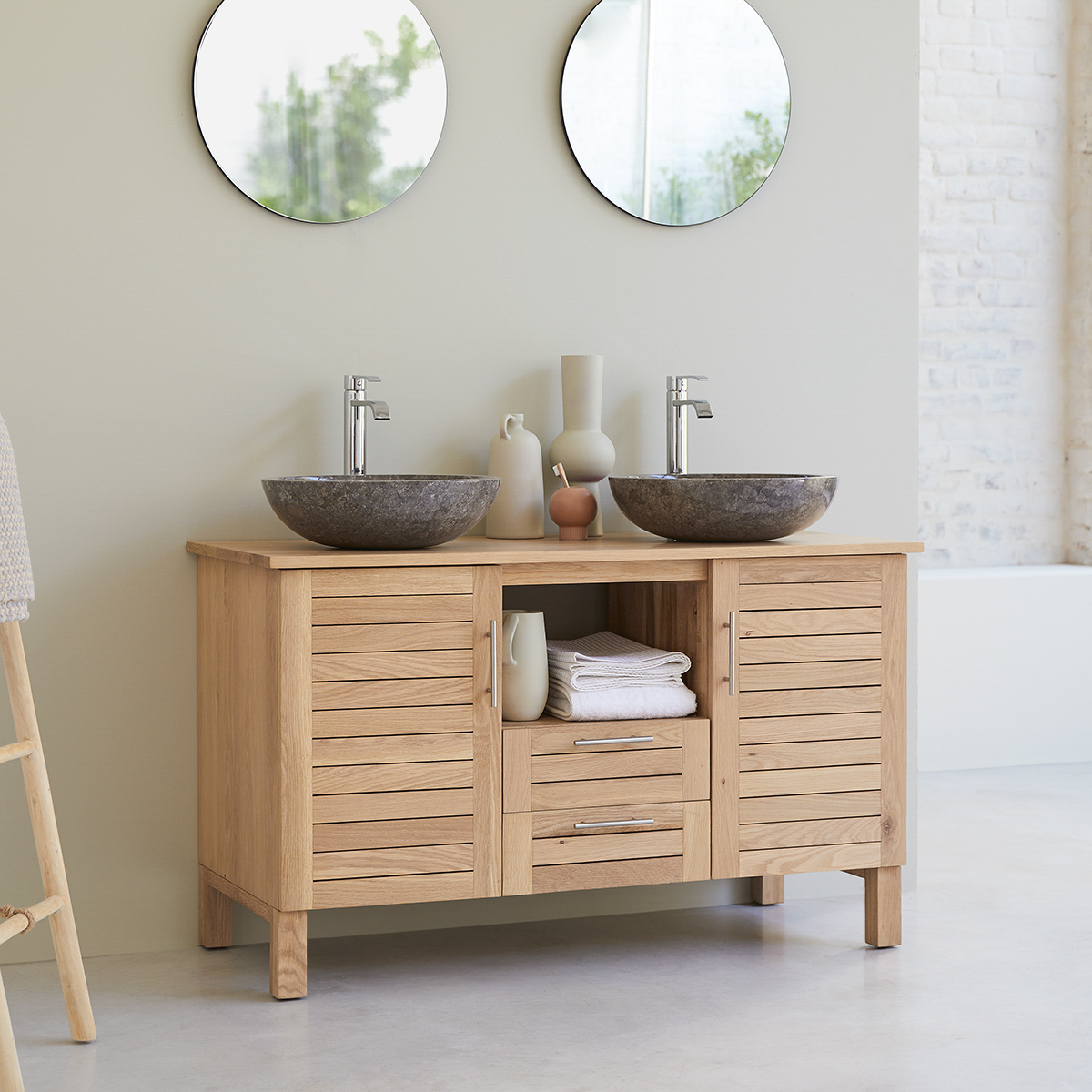 Oak vanity unit 125 cm - Bathroom units - Tikamoon
