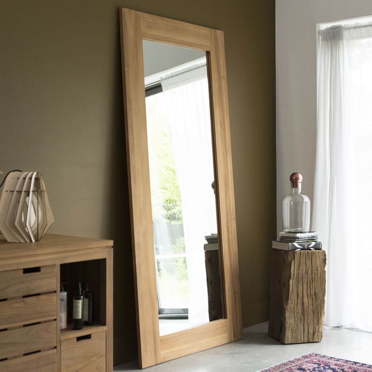 Teak mirror - Square mirrors 200x90 sale - Tikamoon