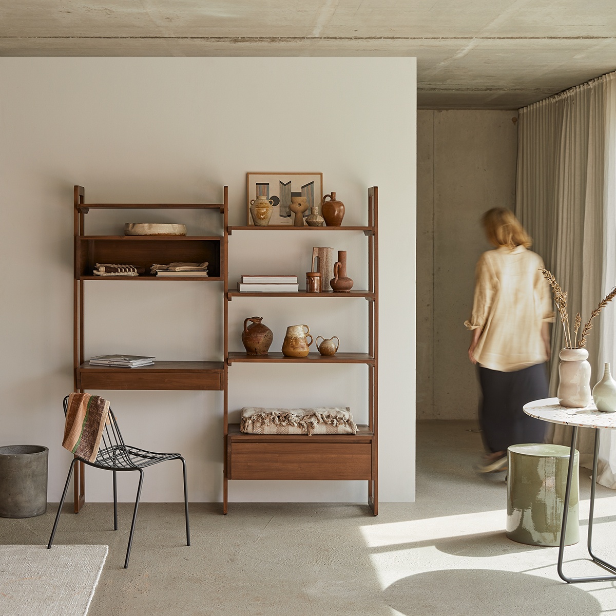 Wall - Doppeltes Bücherregal aus massivem Teak Wall - Doppeltes Bücherregal aus massivem Teak