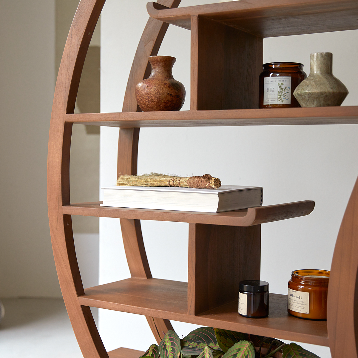 Teak bookcase Sphere Bi Ying Yang bookcase sale Tikamoon